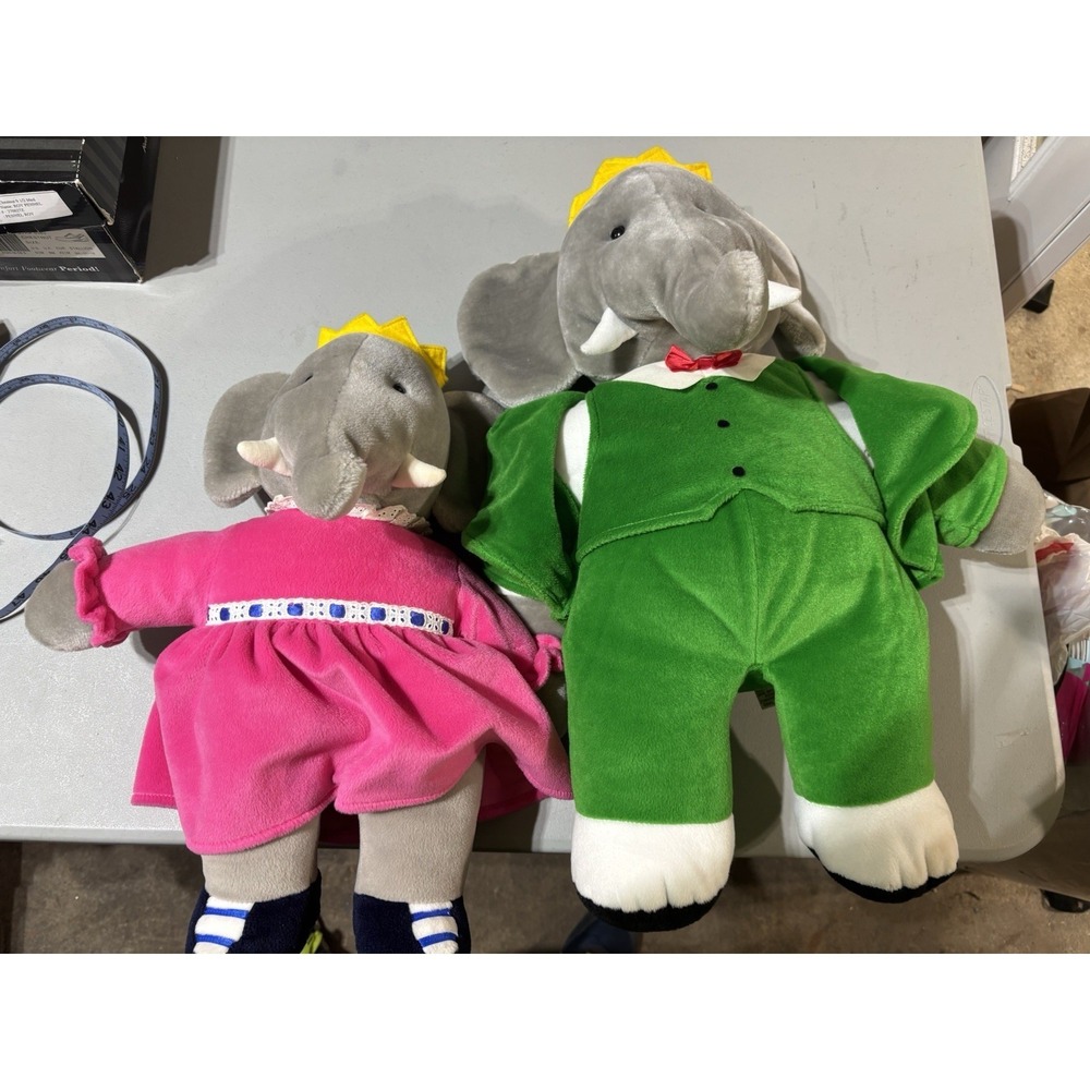 Vtg King Babar And Princess Celeste Plush 1988 Gund